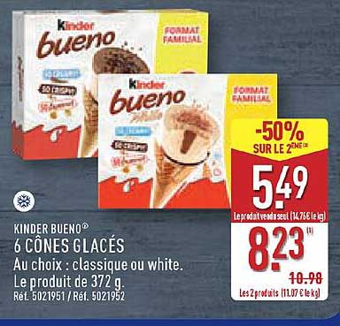 KINDER BUENO® 6 CÔNES GLACÉS