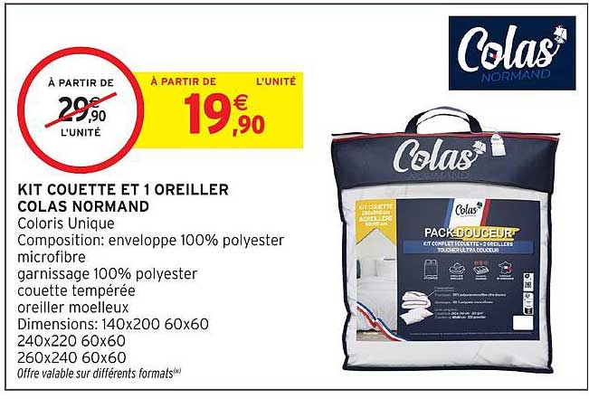 KIT COUETTE ET 1 OREILLER COLAS NORMAND