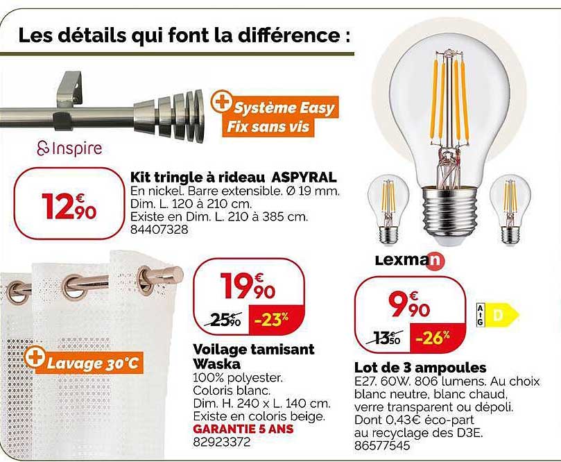 Kit tringle à rideau ASPYRAL