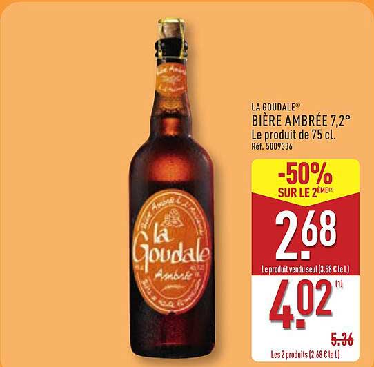 LA GOUDALE® BIÈRE AMBRÉE 7,2° Le produit de 75 cl. Réf. 5009336