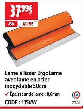 Lame à lisser ErgoLame avec lame en acier inoxydable 50cm
