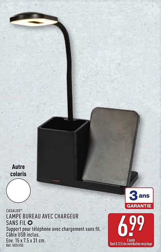 LAMPE BUREAU AVEC CHARGEUR SANS FIL