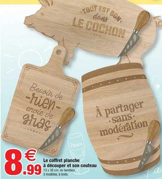 Le coffret planche à découper et son couteau