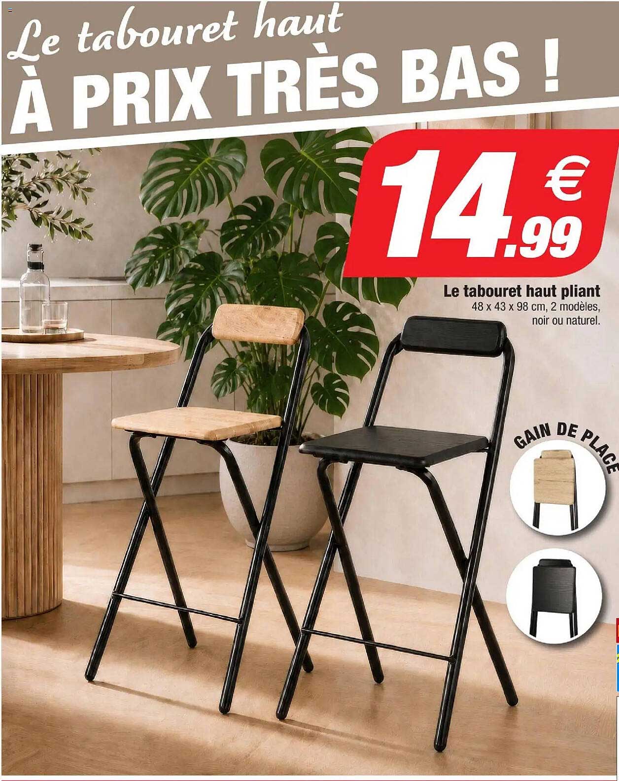 Le tabouret haut À PRIX TRÈS BAS !