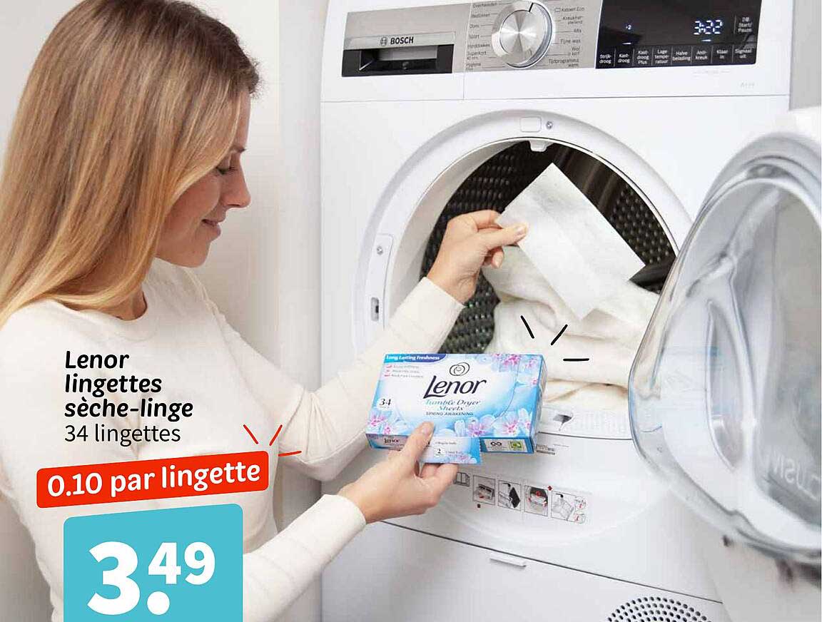 Lenor lingettes sèche-linge 34 lingettes