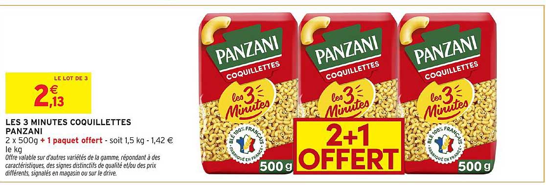 LES 3 MINUTES COQUILLETTES PANZANI