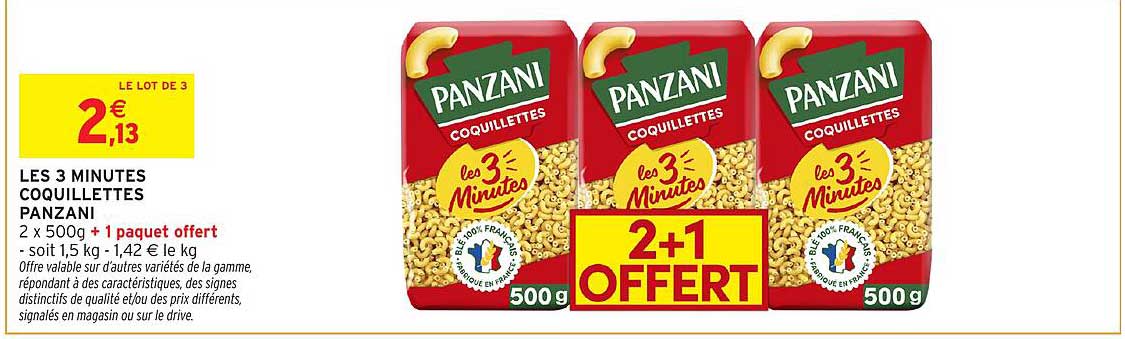 LES 3 MINUTES COQUILLETTES PANZANI