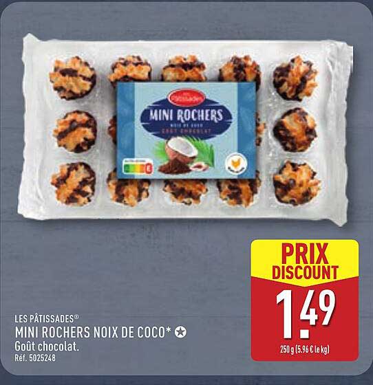 LES PÂTISSADES® MINI ROCHERS NOIX DE COCO* Goût chocolat.