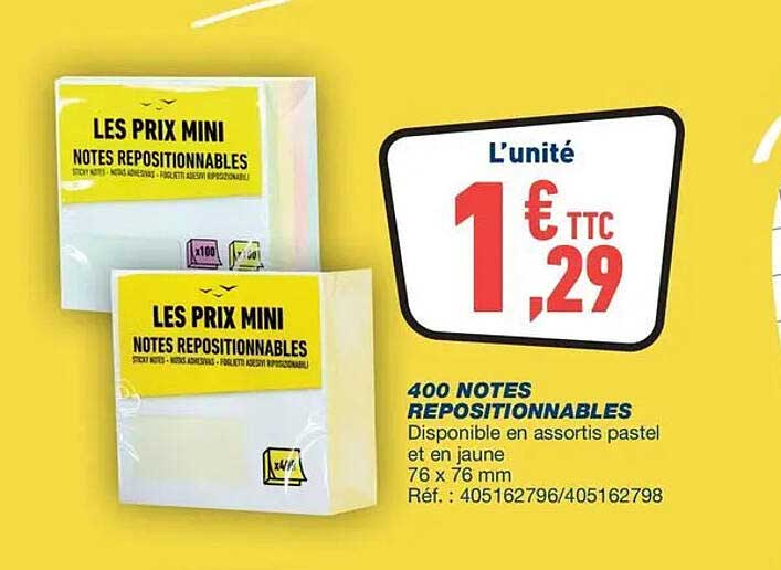 LES PRIX MINI NOTES REPOSITIONNABLES