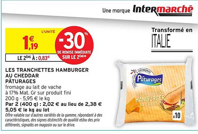 LES TRANCHETTES HAMBURGER AU CHEDDAR PÂTURAGES