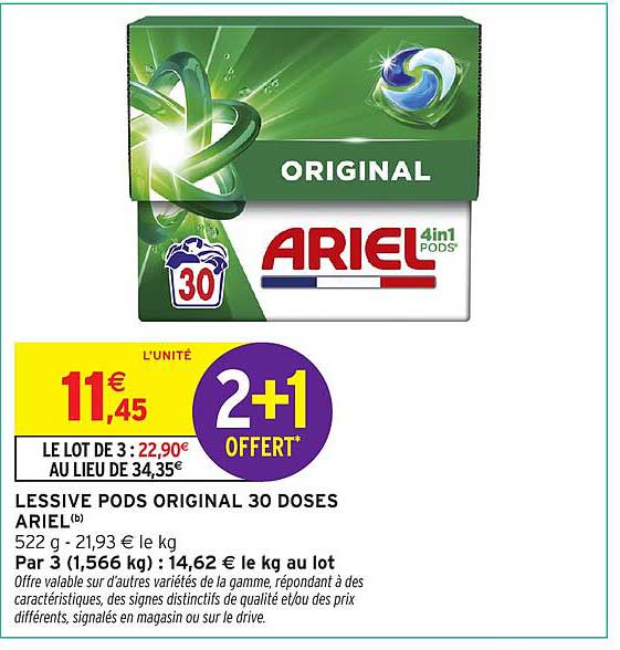 LESSIVE PODS ORIGINAL 30 DOSES ARIEL