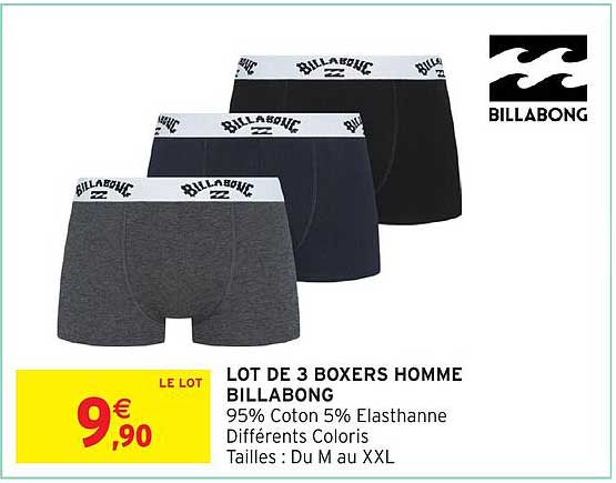 LOT DE 3 BOXERS HOMME BILLABONG