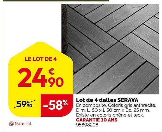 Lot de 4 dalles SERAVA