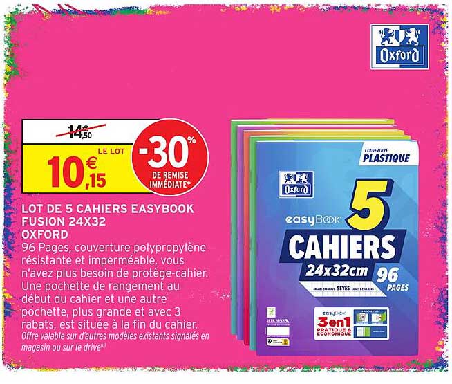 LOT DE 5 CAHIERS EASYBOOK FUSION 24X32 OXFORD