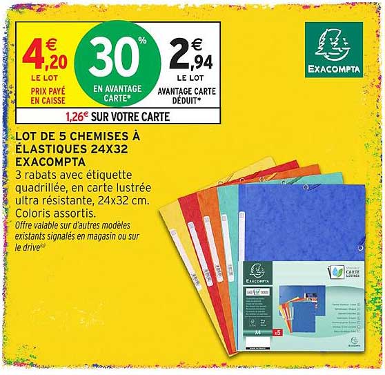 LOT DE 5 CHEMISES À ÉLASTIQUES 24X32 EXACOMPTA