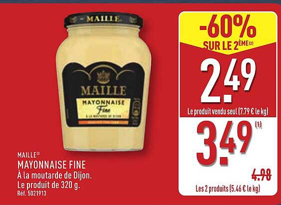 MAILLE MAYONNAISE FINE A la moutarde de Dijon. Le produit de 320 g. Ref. 5021913