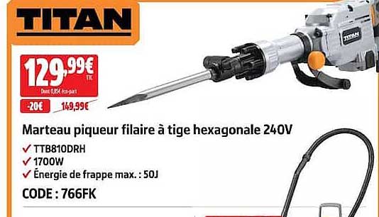 Marteau piqueur filaire à tige hexagonale 240V