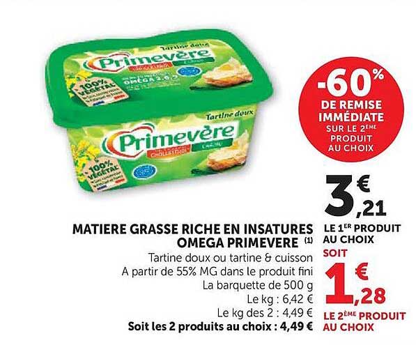 MATIERE GRASSE RICHE EN INSATURES OMEGA PRIMEVERE