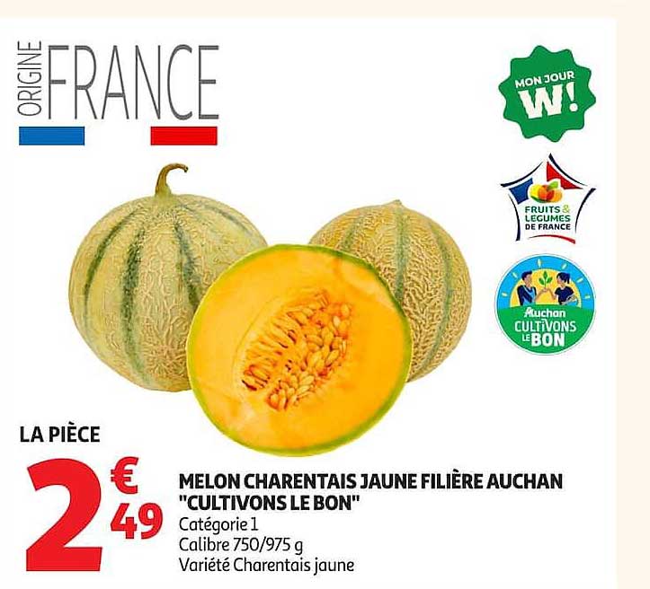 MELON CHARENTAIS JAUNE FILIÈRE AUCHAN "CULTIVONS LE BON"