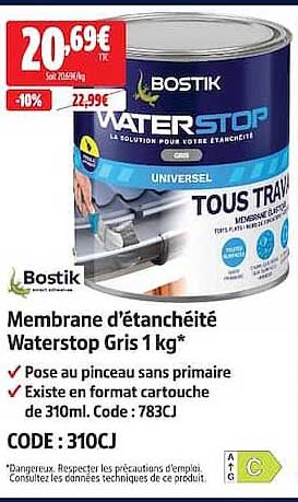 Membrane d'étanchéité Waterstop Gris 1kg*