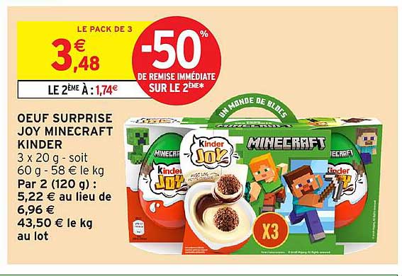OEUF SURPRISE JOY MINECRAFT KINDER