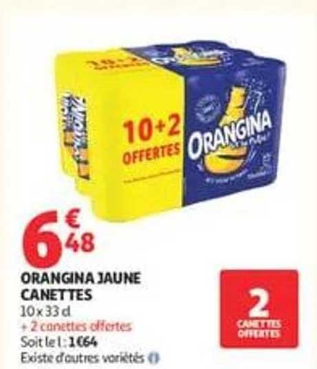 ORANGINA JAUNE CANETTES 10x33 cl + 2 canettes offertes