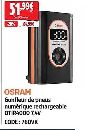 OSRAM Gonfleur de pneus numérique rechargeable OTIR4000 7,4V