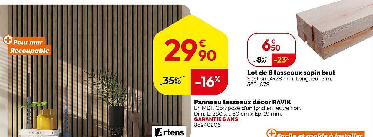 Panneau tasseaux décor RAVIK