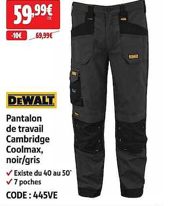 Pantalon de travail Cambridge Coolmax, noir/gris
