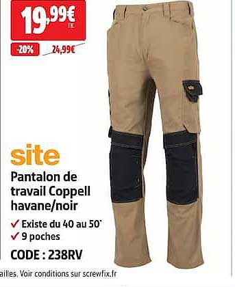 Pantalon de travail Coppell havane/noir