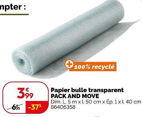 Papier bulle transparent PACK AND MOVE