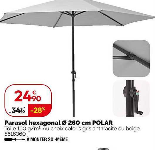 Parasol hexagonal Ø 260 cm POLAR