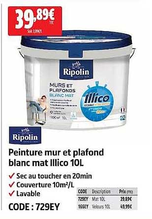 Peinture mur et plafond blanc mat Illico 10L
