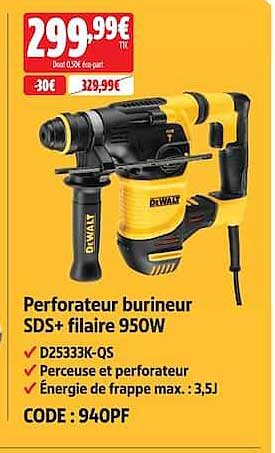 Perforateur burineur SDS+ filaire 950W