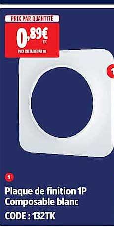 Plaque de finition 1P Composable blanc