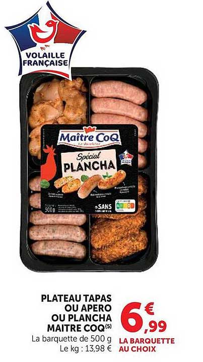 PLATEAU TAPAS OU APERO OU PLANCHA MAITRE COQ