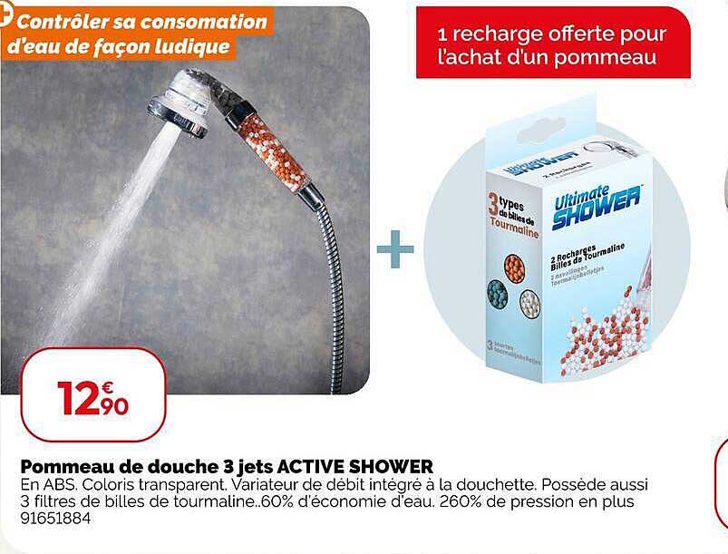 Pommeau de douche 3 jets ACTIVE SHOWER