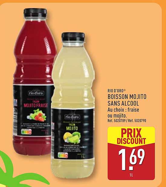 RIO D'ORO® BOISSON MOJITO SANS ALCOOL Au choix : fraise ou mojito.