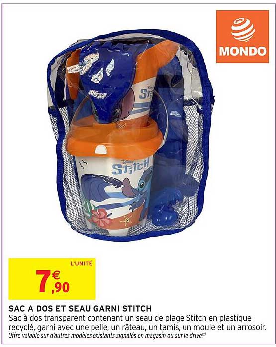 SAC A DOS ET SEAU GARNI STITCH