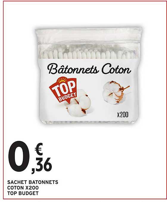 SACHET BATONNETS COTON X200 TOP BUDGET