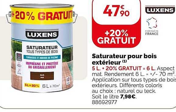 Saturateur pour bois extérieur