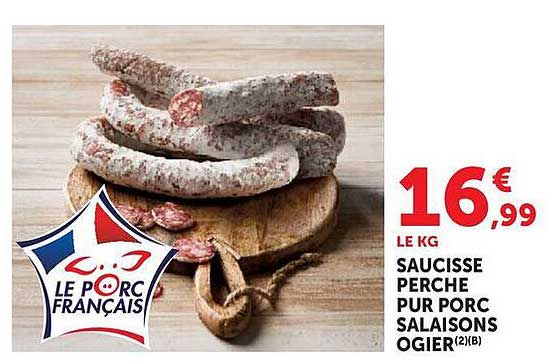 SAUCISSE PERCHE PUR PORC SALAISONS OGIER(2)(B)