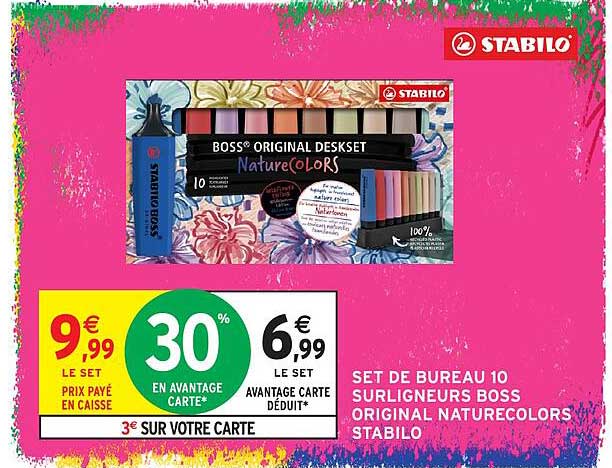 SET DE BUREAU 10 SURLIGNEURS BOSS ORIGINAL NATURECOLORS STABILO