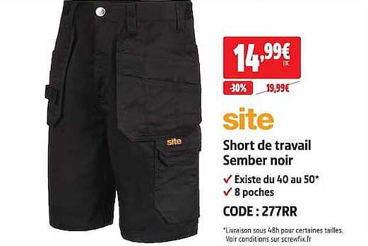 Short de travail Sember noir