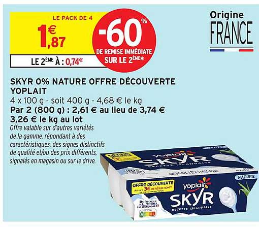 SKYR 0% NATURE OFFRE DÉCOUVERTE YOPLAIT