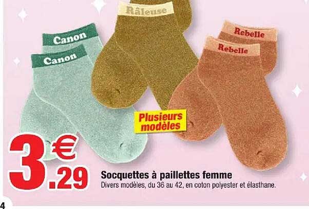Socquettes à paillettes femme