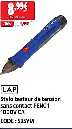 Stylo testeur de tension sans contact PEN01 1000V CA