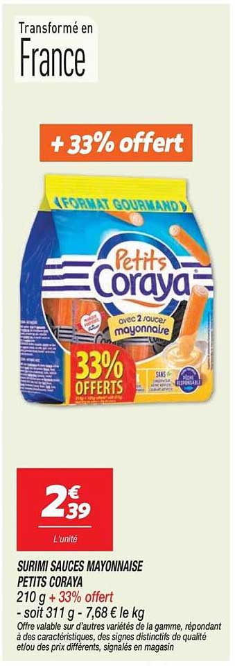 SURIMI SAUCES MAYONNAISE PETITS CORAYA