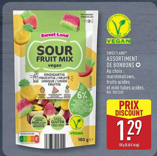 SWEETLAND® ASSORTIMENT DE BONBONS Au choix : marshmallows, fruits acides et mini tubes acides. Réf. 5022265