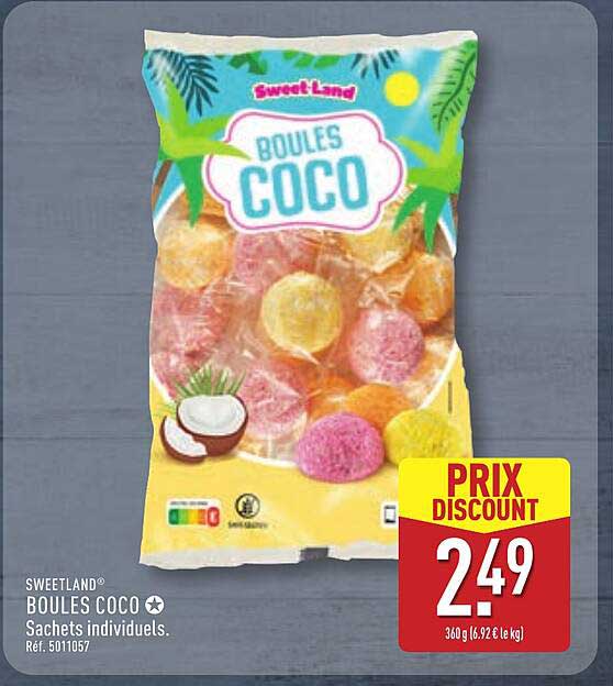 SWEETLAND® BOULES COCO Sachets individuels. Réf. 5011057